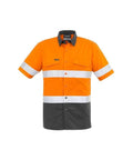 SYZMIK Men’s Rugged Cooling Taped Hi-Vis Spliced S/S Shirt ZW835 Work Wear Syzmik Orange/Charcoal XXS 