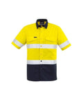 SYZMIK Men’s Rugged Cooling Taped Hi-Vis Spliced S/S Shirt ZW835 Work Wear Syzmik Yellow/Navy XXS 