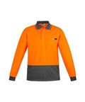 SYZMIK mens comfort back l/s polo zh410 Work Wear Syzmik Orange/Navy S 