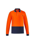 SYZMIK mens hi vis cotton l/s polo zh430 Work Wear Syzmik Orange/Navy XXS 