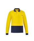 SYZMIK mens hi vis cotton l/s polo zh430 Work Wear Syzmik Yellow/Navy XXS 