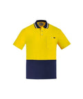 SYZMIK mens hi vis cotton s/s polo zh435 Work Wear Syzmik Yellow/Navy XXS 