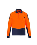 SYZMIK mens hi vis flux l/s polo zh310 Work Wear Syzmik Orange/Navy 7XL 