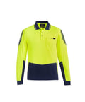 SYZMIK mens hi vis flux l/s polo zh310 Work Wear Syzmik Yellow/Navy 7XL 