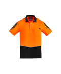 SYZMIK mens hi vis flux s/s polo zh315 Work Wear Syzmik Black/Orange XXS 