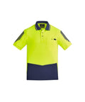 SYZMIK mens hi vis flux s/s polo zh315 Work Wear Syzmik Yellow/Navy XXS 