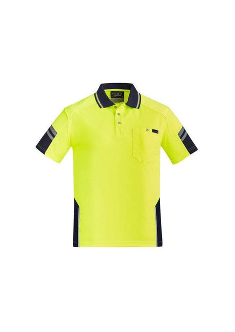 SYZMIK mens reinforced hi vis squad s/s polo zh465 Work Wear Syzmik Yellow/Navy 7XL 