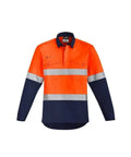 SYZMIK orange flame hrc 2 hoop taped closed front spliced shirt ZW143 Metro Workwear.