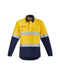 SYZMIK orange flame hrc 2 hoop taped closed front spliced shirt ZW143 Metro Workwear.
