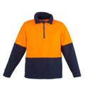 SYZMIK Unisex Hi-Vis Half Zip Fleece Jumper ZT460 Work Wear Syzmik Orange/Navy XXS 