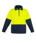 SYZMIK Unisex Hi-Vis Half Zip Fleece Jumper ZT460 Work Wear Syzmik Yellow/Navy XXS 