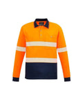 SYZMIK Unisex Hi Vis Segmented L/S Polo - Hoop Taped ZH530 Work Wear Syzmik Orange/Navy XXS 