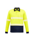 SYZMIK Unisex Hi Vis Segmented L/S Polo - Hoop Taped ZH530 Work Wear Syzmik Yellow/Navy XXS 