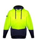 SYZMIK Unisex Hi-Vis Textured Jacquard Hoodie ZT477 Work Wear Syzmik Yellow/Navy XXS 