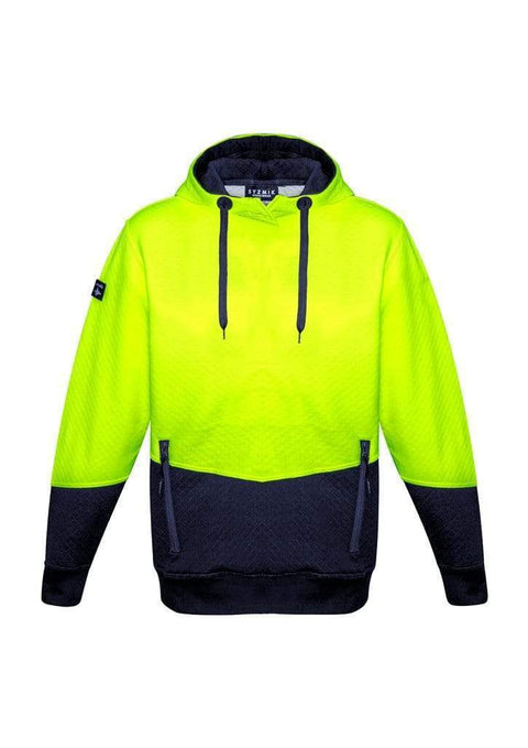 SYZMIK Unisex Hi-Vis Textured Jacquard Hoodie ZT477 Work Wear Syzmik Yellow/Navy XXS 