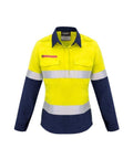 SYZMIK Women’s Closed Front Hoop Taped Spliced Shirt ZW131 Work Wear Syzmik Yellow/Navy 8 