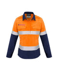 SYZMIK Women’s Closed Front Hoop Taped Spliced Shirt ZW131 Work Wear Syzmik Orange/Navy 8 