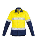 SYZMIK Women’s Hi-Vis Spliced Hoop Taped Industrial Shirt ZWL123 Work Wear Syzmik Yellow/Navy 8 