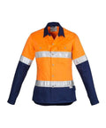 SYZMIK Women’s Hi-Vis Spliced Hoop Taped Industrial Shirt ZWL123 Work Wear Syzmik Orange/Navy 8 