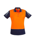 SYZMIK Women’s Hi Vis Zone Polo ZHL236 Work Wear Syzmik Orange/Navy 24 