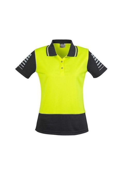 SYZMIK Women’s Hi Vis Zone Polo ZHL236 Work Wear Syzmik Yellow/Black 24 