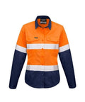 SYZMIK Women’s Rugged Cooling Taped Hi-Vis Spliced Shirt ZW720 Work Wear Syzmik Orange/Navy 8 