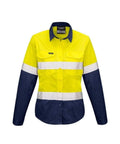 SYZMIK Women’s Rugged Cooling Taped Hi-Vis Spliced Shirt ZW720 Work Wear Syzmik Yellow/Navy 8 