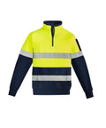 Syzmik Workwear Mens Hi Vis 1/4 Zip Pullover Hoop Taped ZT567 Work Wear Syzmik XXS Yellow/Navy 