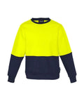 Syzmik Workwear Unisex Hi Vis Crew Sweatshirt ZT475 Work Wear Syzmik XXS Yellow/Navy 