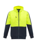 Syzmik Workwear Unisex Hi Vis Full Zip Hoodie ZT485 Work Wear Syzmik XXS Yellow/Navy 