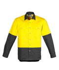 Syzmik Men’s Hi-Vis Spliced Industrial Shirt ZW122 Work Wear Syzmik Yellow/Charcoal S 