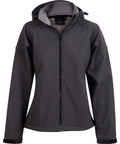 Winning Spirit Aspen Softshell Hood Jacket Ladies' Jk34 Casual Wear Winning Spirit Marl Charcoal/Charcoal 8 