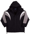 Winning Spirit Bathurst Tri-colour Jacket With Hood Unisex Jk28 Casual Wear Winning Spirit Black/White/Grey XS 