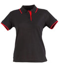 Winning Spirit Liberty Polo Ladies Ps48a Casual Wear Winning Spirit Black/Red 6 