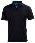 Winning Spirit PS83 STATEN POLO SHIRT Men's Casual Wear Winning Spirit Black/Cyan XS 