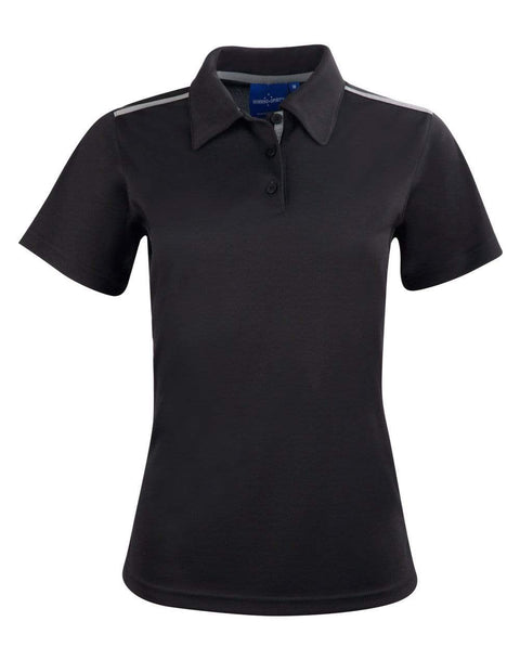 Winning Spirit PS84 STATEN POLO SHIRT Ladies Casual Wear Winning Spirit Black/Ash 6 