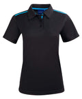 Winning Spirit PS84 STATEN POLO SHIRT Ladies Casual Wear Winning Spirit Black/Cyan 6 