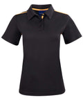 Winning Spirit PS84 STATEN POLO SHIRT Ladies Casual Wear Winning Spirit Black/Gold 6 