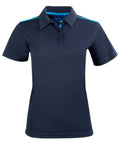 Winning Spirit PS84 STATEN POLO SHIRT Ladies Casual Wear Winning Spirit Navy/Cyan 6 