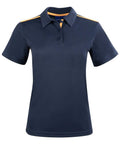 Winning Spirit PS84 STATEN POLO SHIRT Ladies Casual Wear Winning Spirit Navy/Gold 6 