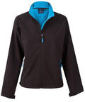 WINNING SPIRIT ROSEWALL SOFT SHELL Ladies JK16 Casual Wear Winning Spirit Black/Cyan 8 