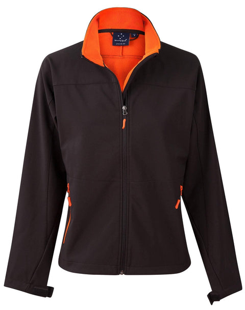 WINNING SPIRIT ROSEWALL SOFT SHELL Ladies JK16 Casual Wear Winning Spirit Black/Orange 8 