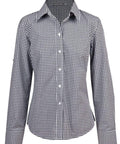 Winning Spirit Ladies’ Gingham Check Long Sleeve Shirt M8300L Corporate Wear Winning Spirit Black/White 6 