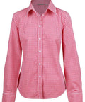 Winning Spirit Ladies’ Gingham Check Long Sleeve Shirt M8300L Corporate Wear Winning Spirit Red/White 6 