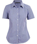 Winning Spirit Ladies’ Two Tone Gingham Short Sleeve Shirt M8320 Corporate Wear Winning Spirit Black/White/Navy 6 