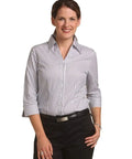 Women's Executive Sateen Stripe 3/4 Sleeve Shirt M8310 Corporate Wear Winning Spirit   