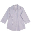 Women's Executive Sateen Stripe 3/4 Sleeve Shirt M8310 Corporate Wear Winning Spirit White/Grey 6 