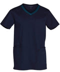 Winning Spirit Mens V-neck Trim Scrub Top M7650 Health & Beauty Winning Spirit Navy/Teal XS 