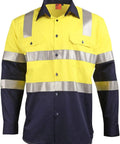 Winning Spirit Biomotion Day/night Light Weight Safety Shirt With X Back Tape Configuration Sw70 Work Wear Winning Spirit Yellow/Navy 2XS 