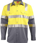 Winning Spirit Biomotion Day/night Light Weight Safety Shirt With X Back Tape Configuration Sw70 Work Wear Winning Spirit Yellow/Charcoal 2XS 